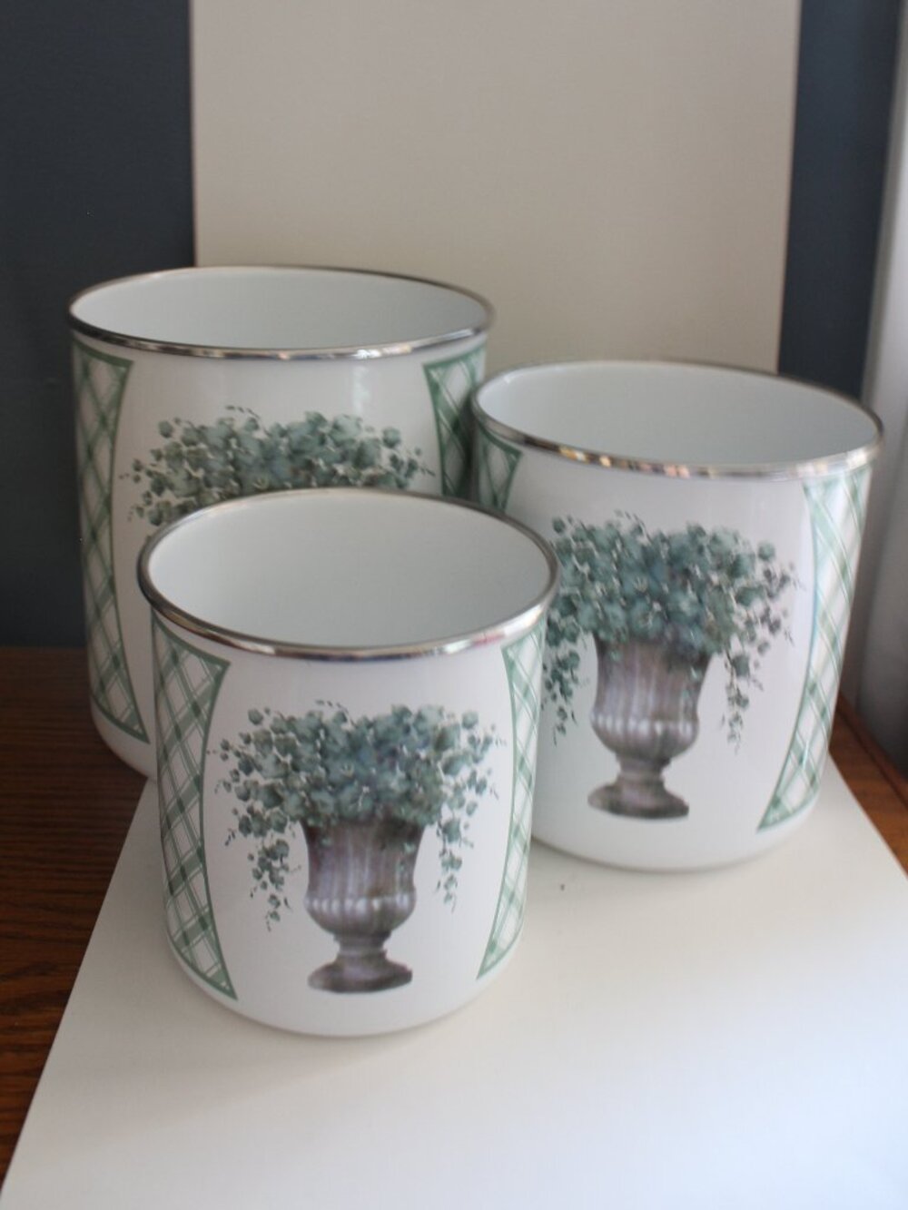 Corelle Callaway Ivy 3 Pc Canister Set Metal Enamel